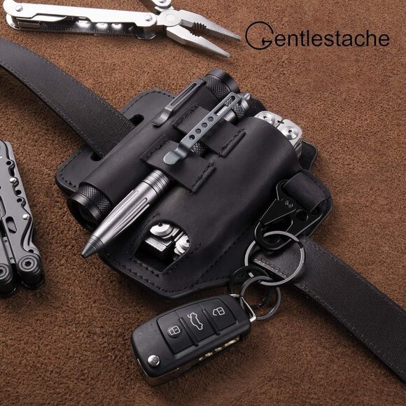 Multitool Belt Sheath, EDC Leather Belt Organizer, Belt Holder with Multitool Po - Picture 4 of 9